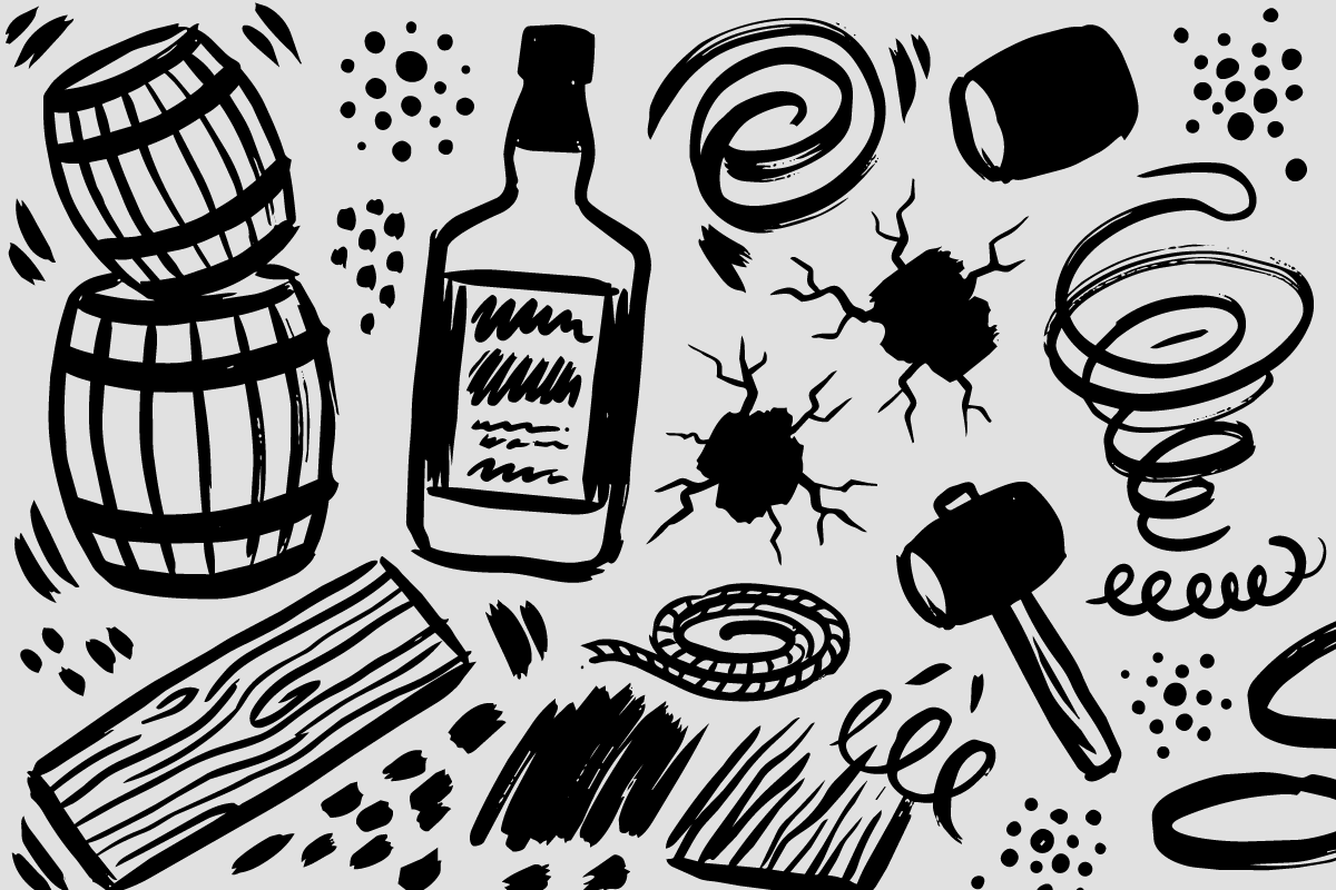 Whiskey, Craft Beer & Spirits Doodle, a Food Illustration by Huza Studio (Photo 9 of 10)