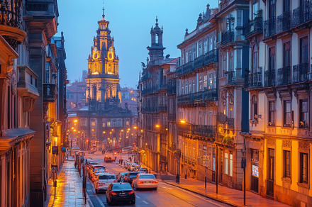 Porto Cityscape Twilight Church Towe, a Background Photo by Pixeness