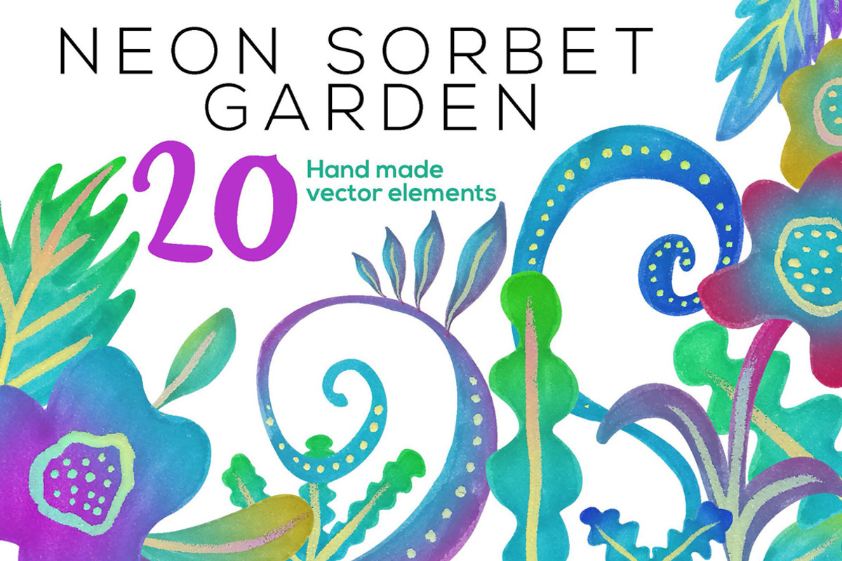 Neon Sorbet Garden, an Illustration by AnneTiki (Photo 1 of 2)