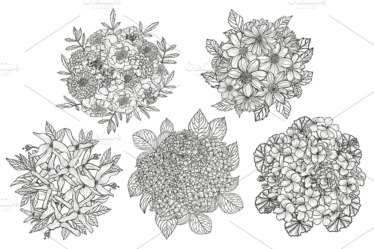 33 Floral Bouquets Set, a Decorative Illustration by Sunset&Sea Design (Photo 5 of 6)