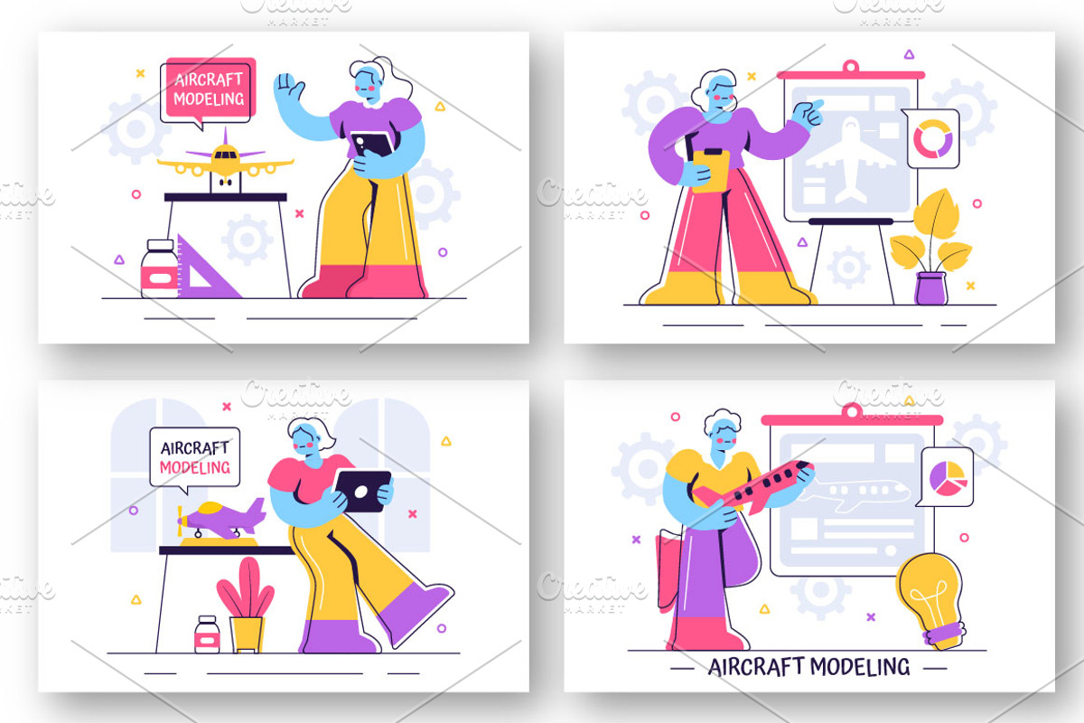 10 Aircraft Modelling Illustration, a Person Illustration by denayunebgt (Photo 2 of 4)