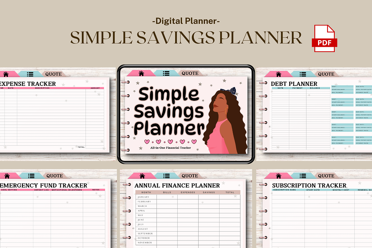 Simple Savings Planner, a Templates & Theme by bellaROSEworkshop (Photo 2 of 5)