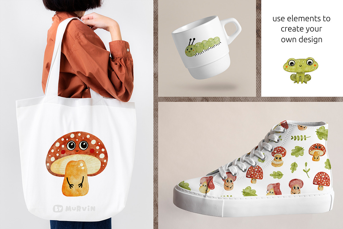 Funny mushrooms. Kids illustrations, a Graphic by Murvin (Photo 7 of 9)