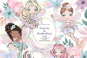 Fairies & Butterflies Clipart