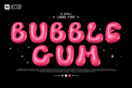 3D BUBBLE GUM VECTOR FONT, a Handwritten Font by BonkiStudio