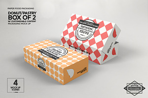 Box Of Two Donut Pastry Box Mockup