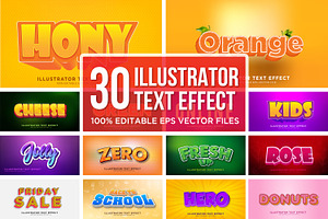 30 Illustrator Text Effect Vector