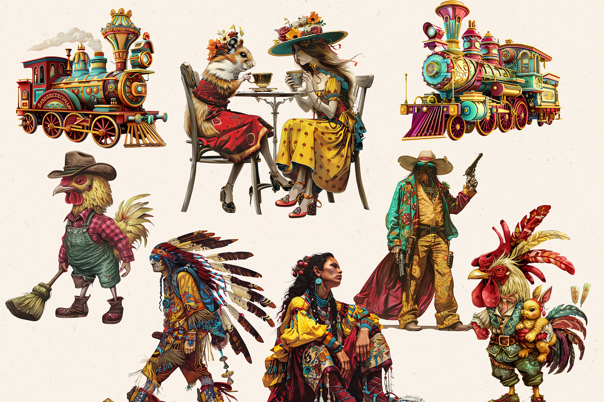 SURREAL WILD WEST FANTASIES CLIPART, a Person Illustration by Daring Digies (Photo 2 of 10)
