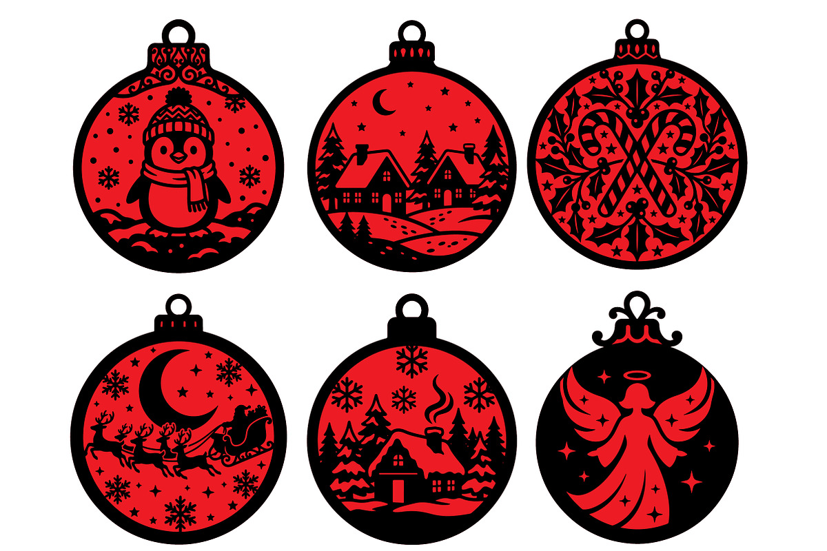 18 Christmas Ornaments Laser Cut SVG, an Object Graphic by DreamCafeArt (Photo 6 of 8)
