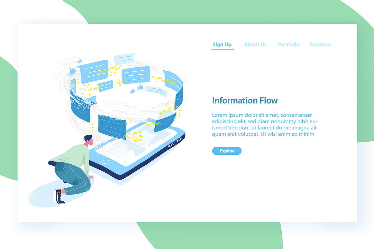 Information flow concept banner, a Technology Illustration by Good Studio (Photo 1 of 3)
