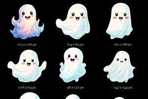 Cute Ghosts Clipart PNG