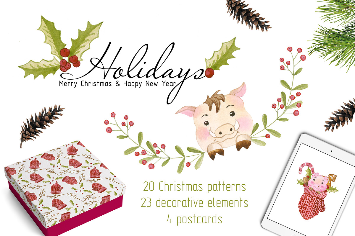 Holidays. Merry Christmas & New Year, a Pattern Graphic by Nejumi (Photo 1 of 6)