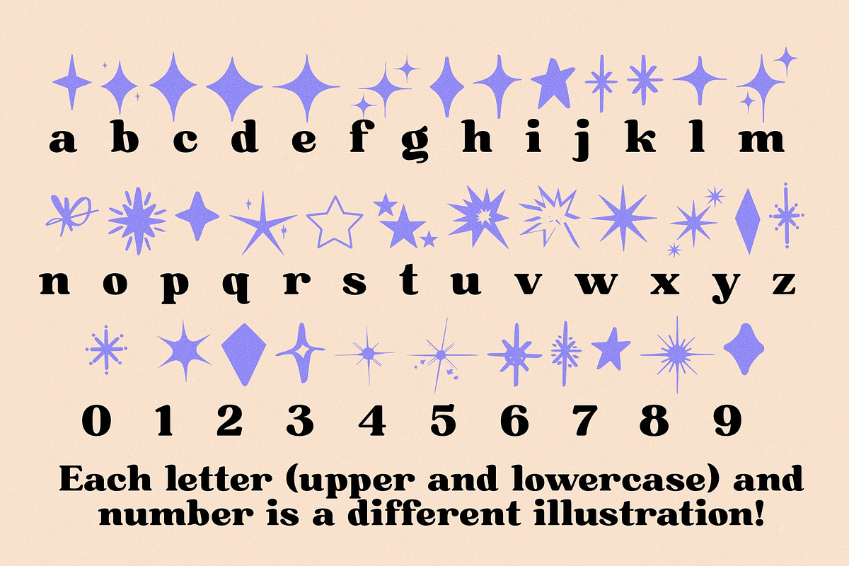 Stars and Sparkles Illustration Font, a Symbol Font by Dear Darling Design (Photo 3 of 6)