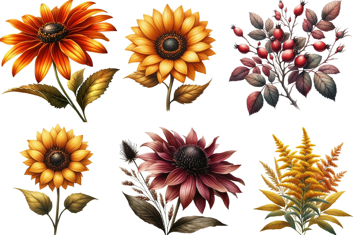 Autumn Wildflowers Clipart, an Illustration by DreamArtGraphic (Photo 2 of 4)