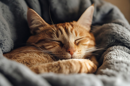 Cat napping in a cozy blanket, an Animal Photo by Beautiful things