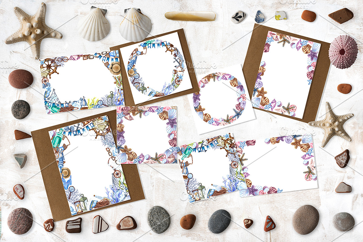 Nautical Seaside Watercolor Set, a Decorative Illustration by BarvArt (Photo 10 of 18)