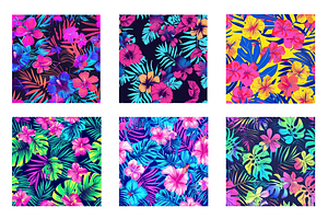 Neon Hawaiian Print Digital Paper