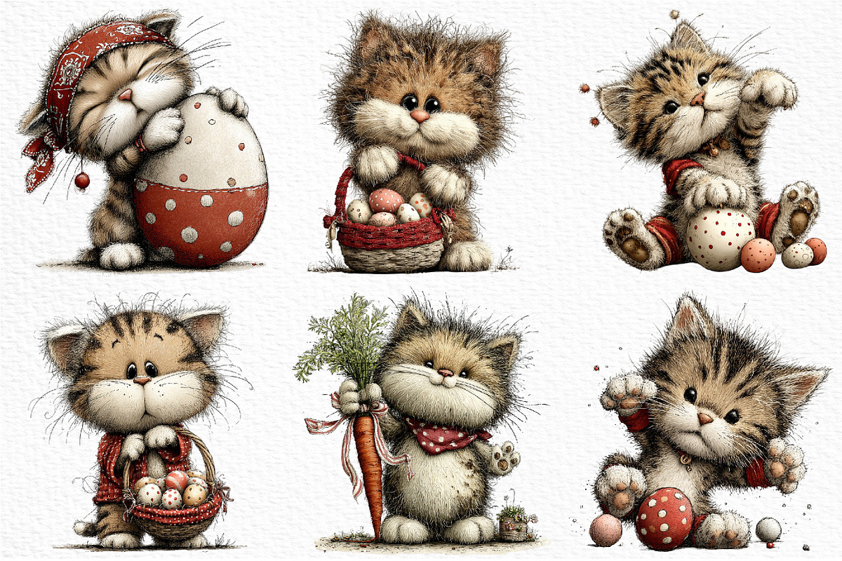 Whimsical Easter Cat Clipart PNG, an Illustration by Craft Nest (Photo 6 of 11)