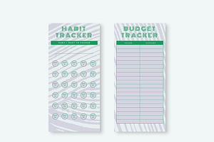 Green And White Planner Set