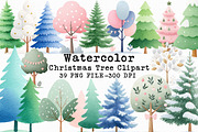 Watercolor Christmas Tree Clipart, an Illustration by Libby Wishes (Thumbnail 1 of 6)