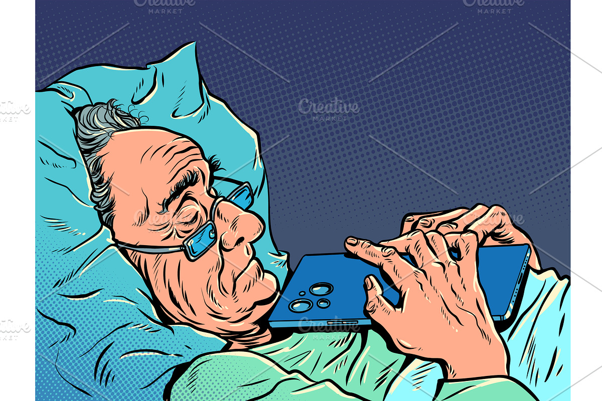 Pop Art Retro An elderly man sleeps, a Technology Illustration by studiostoks