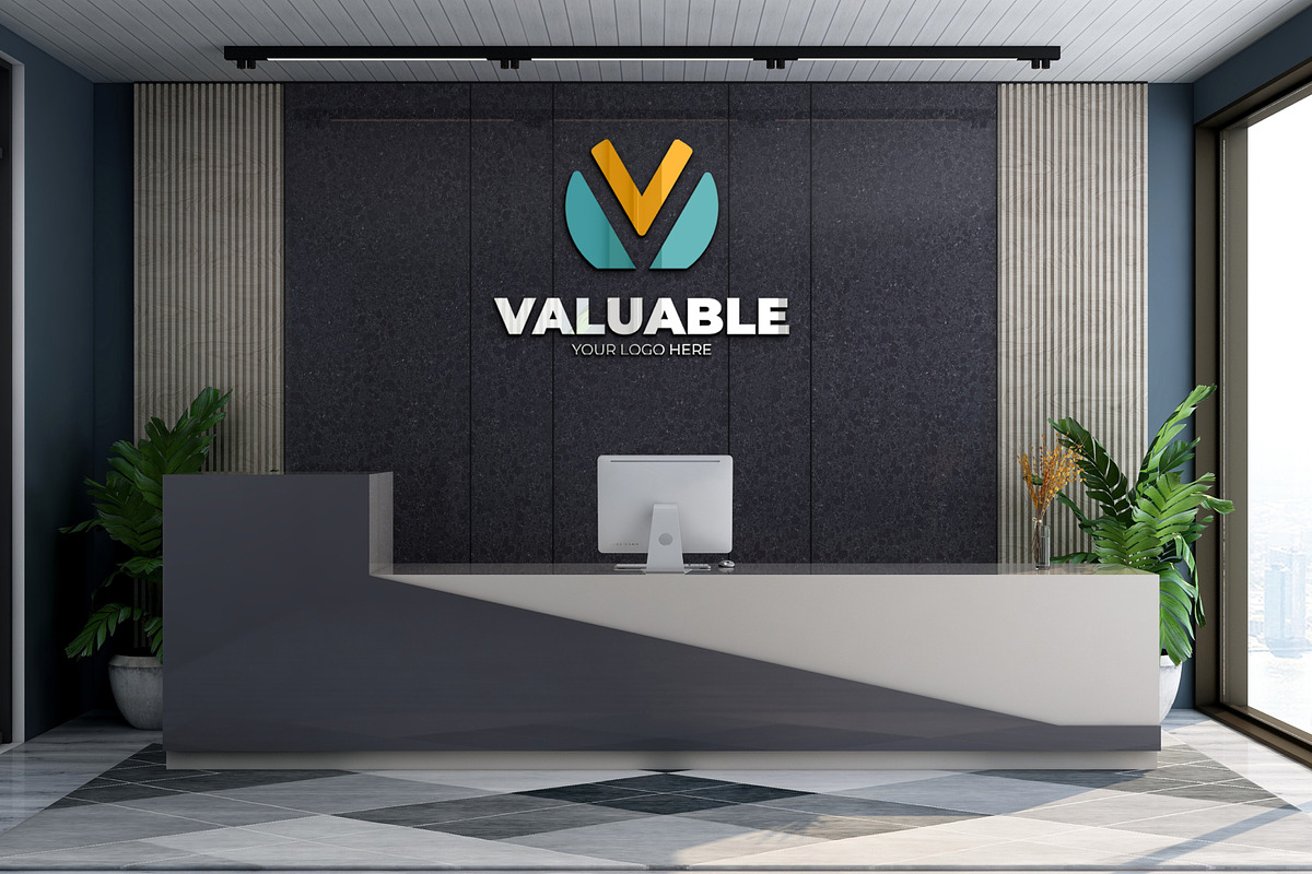 PSD Office Receptionist Wall Mockup, a Product Mockup by Ayy (Photo 14 of 14)