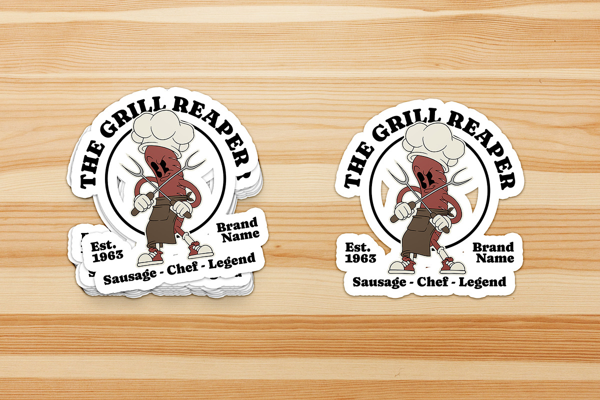 retro sausage grill chef mascot, a Branding & Logo Template by Judsart (Photo 3 of 3)