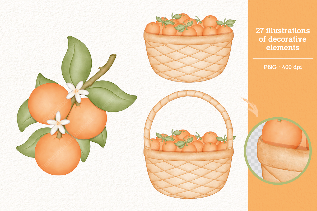 Sweet Orange - Cliparts Set, an Illustration by Estudio Daiane Barbosa (Photo 4 of 8)