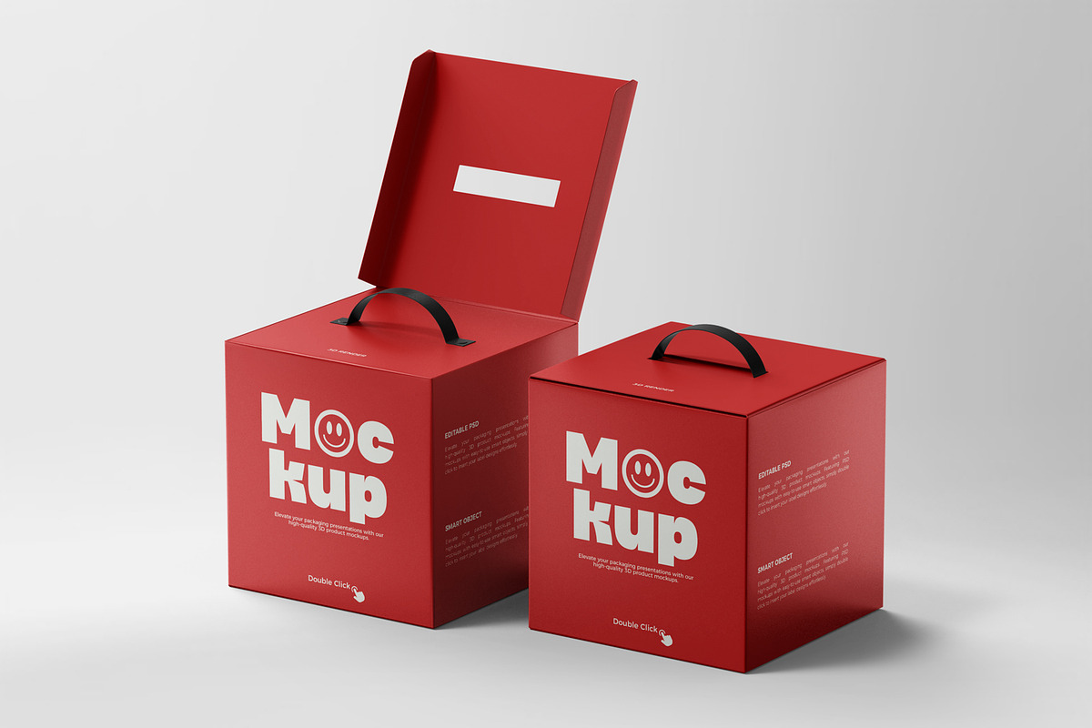 Cardboard Box Mockup with Handle, a Packaging Mockup by RamStudio2 (Photo 7 of 19)
