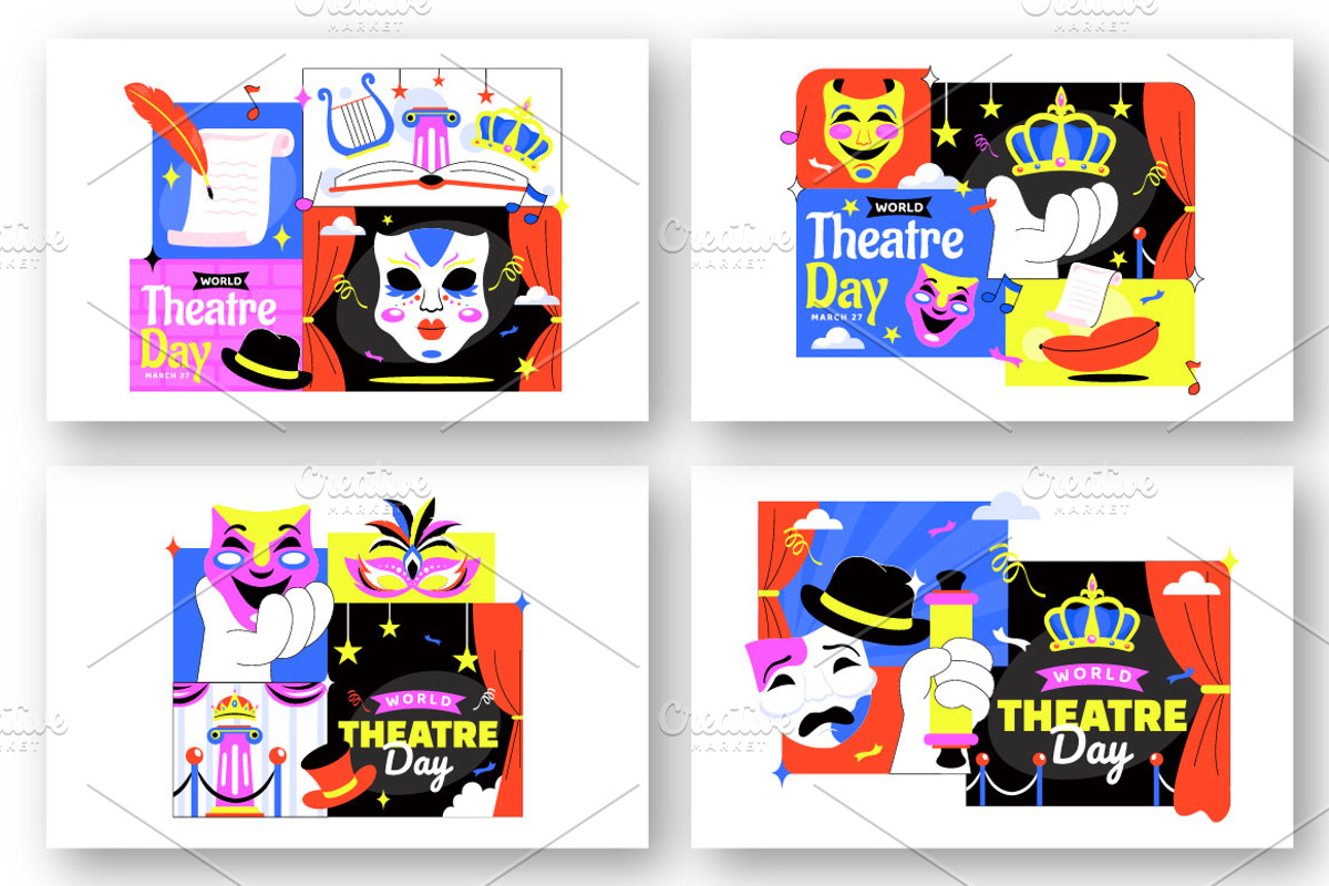 10 World Theatre Day Illustration, a Person Illustration by denayunebgt (Photo 3 of 4)