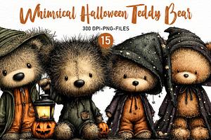 Whimsical Halloween Teddy Bear, a Seasonal Illustration by Designworld