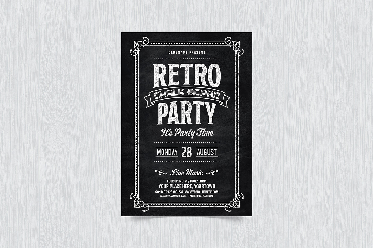 Retro Chalkboard Flyer, a Print Template by DesignWorkz