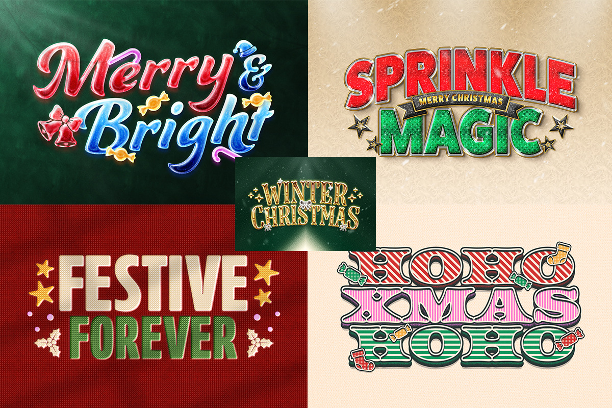 Festive Christmas Text Effect, a Layer Style Add-On by Matsero (Photo 3 of 4)