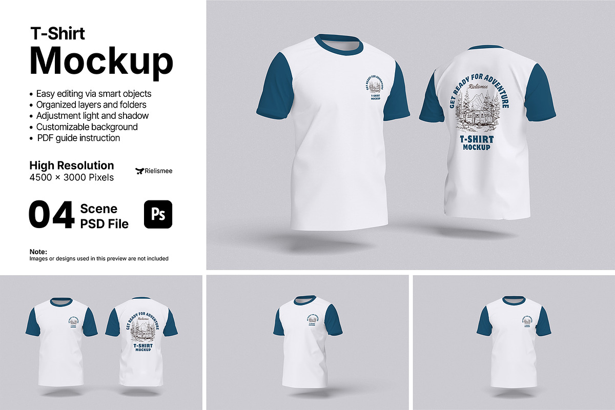T-Shirt Mockup Bundle Set, a Shirt Mockup by Rielismee (Photo 1 of 5)
