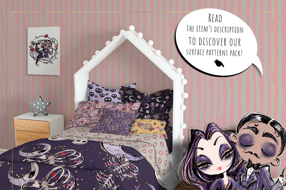 Whimsical Gothic Valentine Clipart, a Seasonal Illustration by KaramfilaS (Photo 6 of 8)