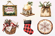 Cozy Rustic Christmas Clipart Bundle, an Illustration by Dream Creation (Thumbnail 5 of 7)