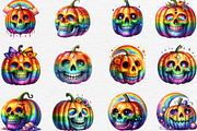 Halloween Skull Pumpkin Clipart, an Illustration by Black Bird Studio (Thumbnail 6 of 6)