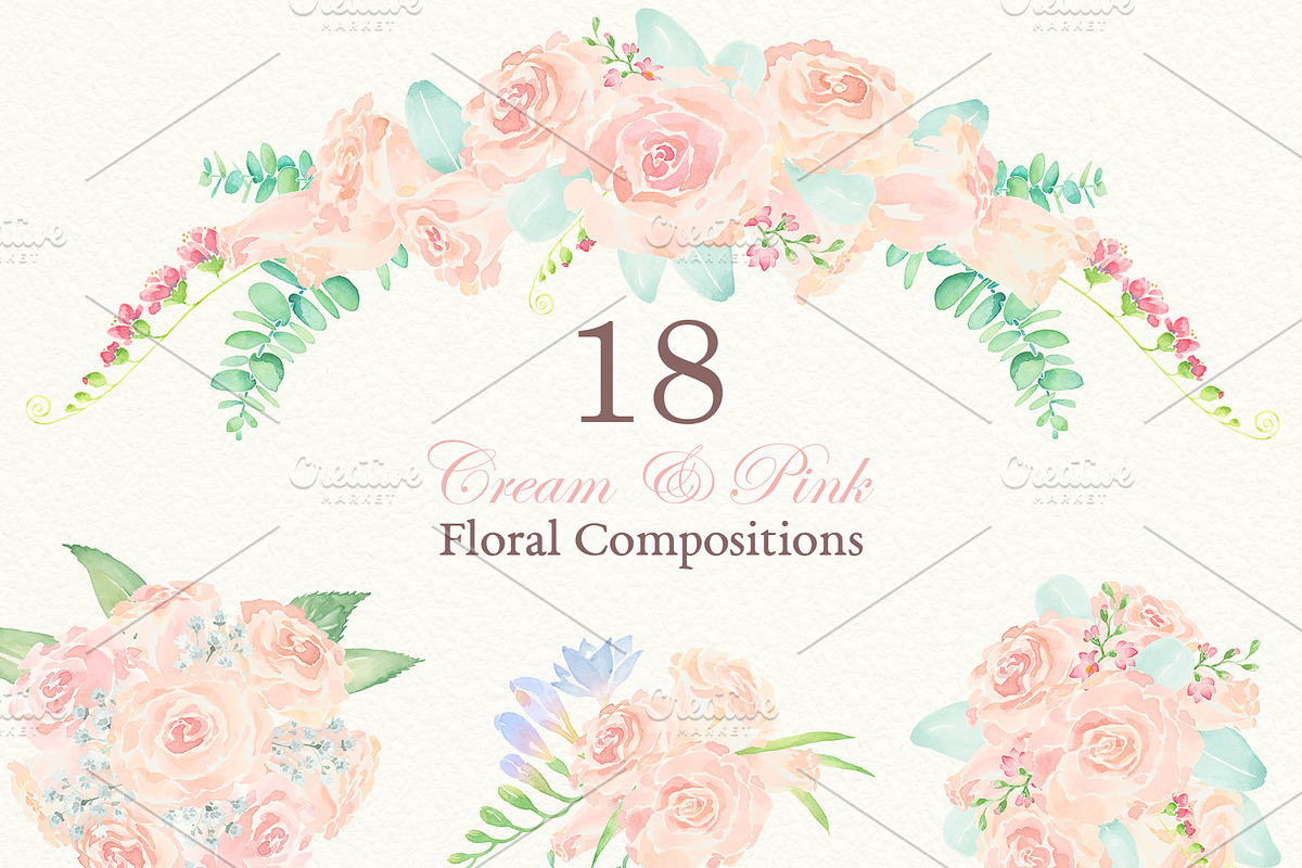 Watercolor Wedding Floral Ornaments, a Decorative Illustration by Designoo (Photo 5 of 8)