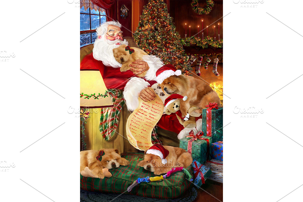 Christmas Chow Chow Dog Wall Art, an Animal Illustration by Art Paradise Studios (Photo 1 of 3)