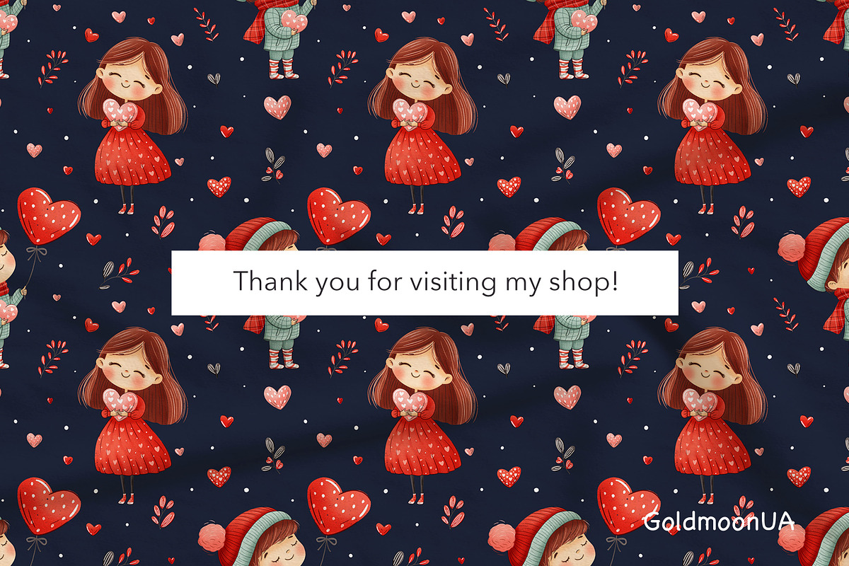 Love & Hearts Patterns & Clipart, a Seasonal Illustration by GoldmoonUA (Photo 5 of 5)
