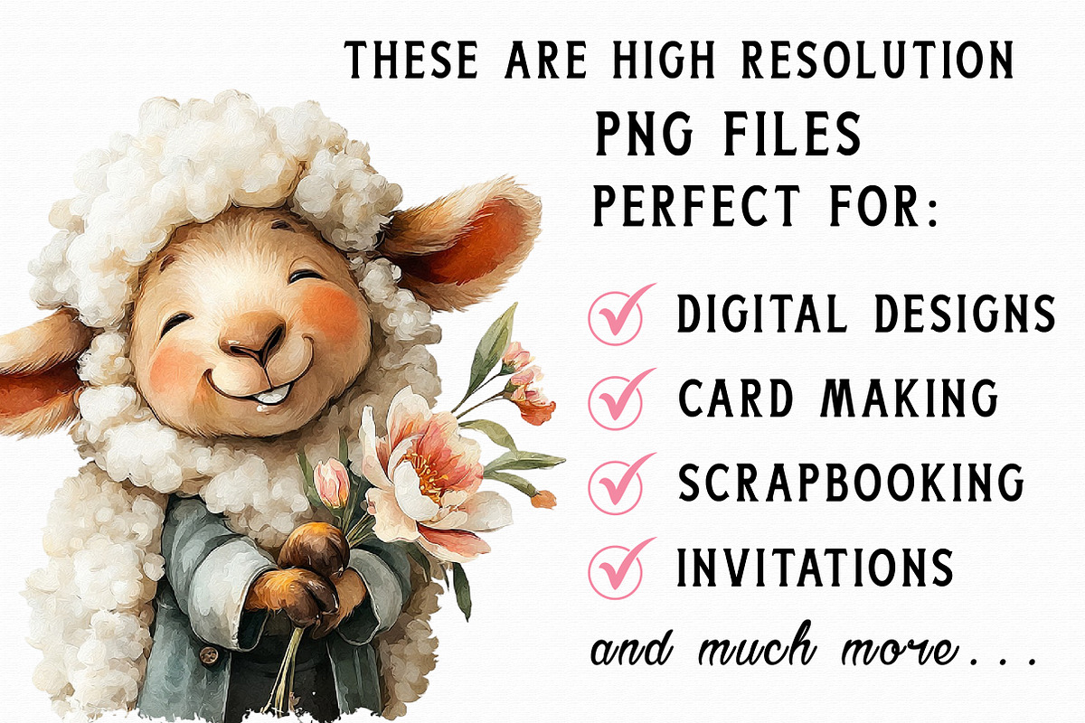 Watercolor Funny Sheep Clipart, an Illustration by Libby Wishes (Photo 6 of 7)