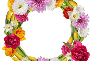 A lush floral wreath composed of multi-colored chrysanthemums, p, a Nature Photo by ndanko