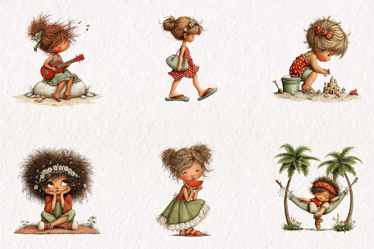 Whimsical Summer Kids Clipart, a Seasonal Illustration by CreationArt (Photo 4 of 7)