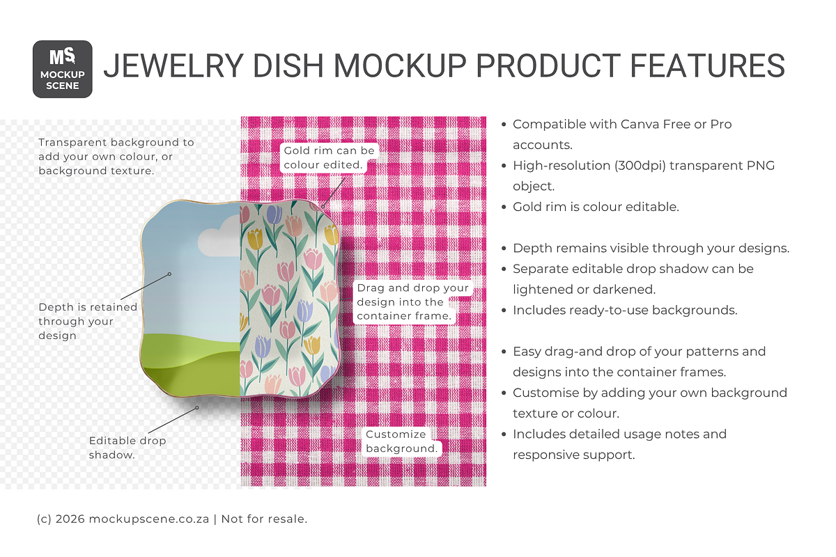Ceramic Jewelry Dish Canva Mockup, a Household Mockup by Mockup Scene (Photo 2 of 12)