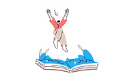 Readers with books concepts set, a Person Illustration by Good Studio (Thumbnail 12 of 15)