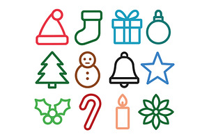 Christmas Elements Holiday Season, an Outline Icon by Vectorium Studio