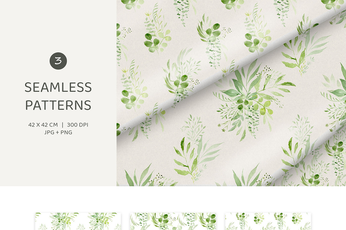 Greenery Watercolor Collection, a Decorative Illustration by Liliia Polos Illustration (Photo 9 of 10)