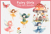Cute Fairy Party Watercolor Clipart, a Decorative Illustration by Digital Dreamscaping (Thumbnail 1 of 4)