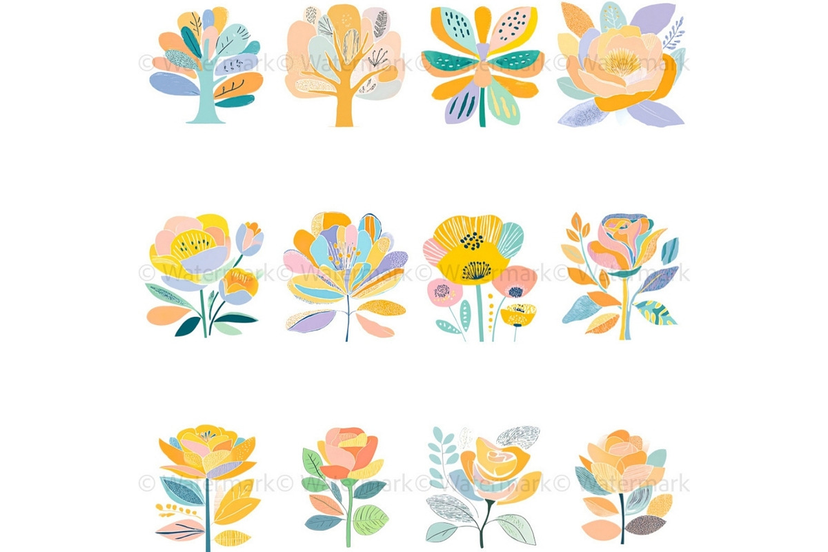Boho Flower Clipart Abstract, a Decorative Illustration by Nicole Branger Art (Photo 8 of 19)