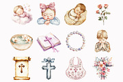 Pink Christening Clipart, an Illustration by Design Market (Thumbnail 5 of 5)